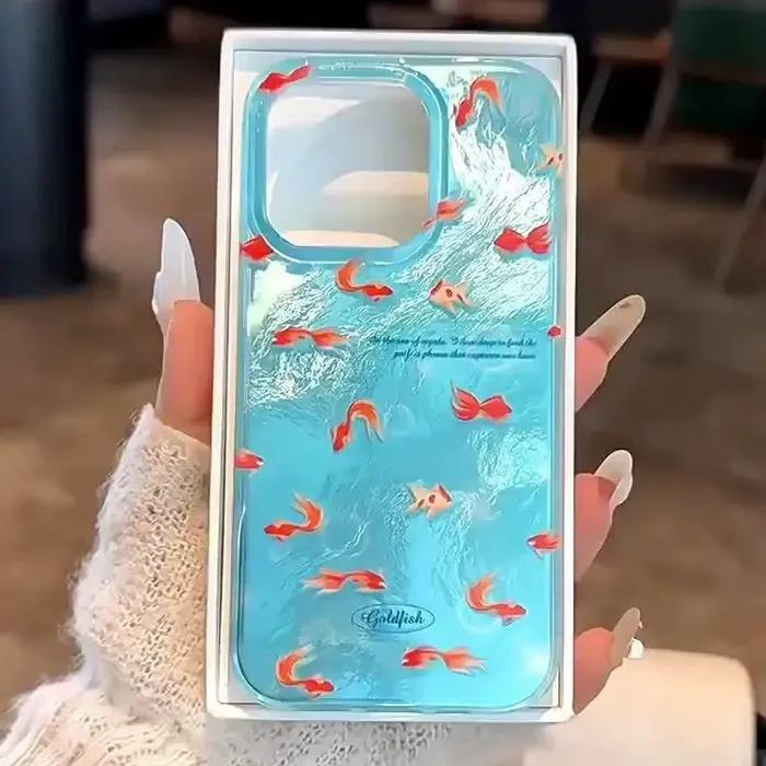 Coque de téléphone à motif Vortex de carpe rouge océan bleu coréen, étui souple en Silicone pour iPh