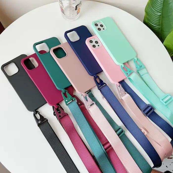 Étui à sangle bonbon pour iPhone 17 16 14 15 13 11 Pro Max 12 Mini X XS Plus, corde à bandoulière en