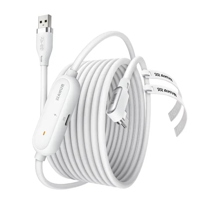 AMVR 16FT VR lien câble type-c USB avec Port de charge rapide séparé pour Meta Quest 3/3S/ Quest2 Pi