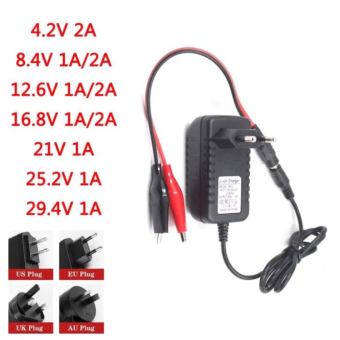 Chargeur mural Portable pour batterie au Lithium, 4.2V 8.4V 12.6V 16.8V 21V 25.2V 29.4V 1a 2a 18650,