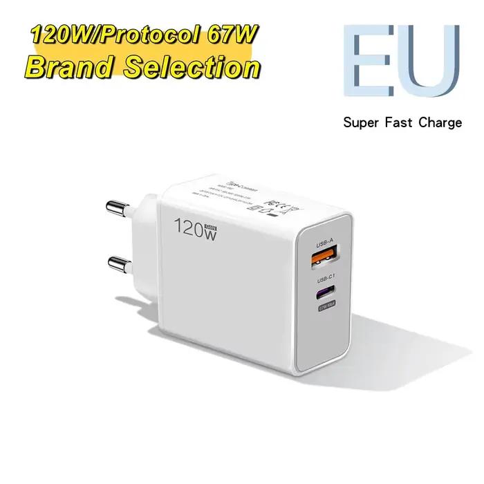 Chargeur rapide USB 120W avec câble de Type C, adaptateur de charge rapide pour téléphones portables
