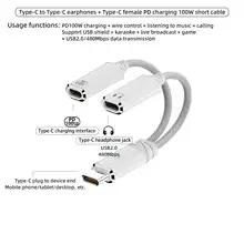 Adaptateur USB C pour casque et chargeur 2 en 1, prise Audio USB C vers Aux avec câble Dongle de cha