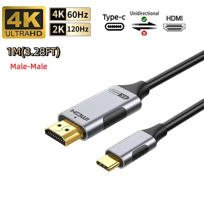 Câble de Type C vers HDMI 8K @ 60Hz 4K @ 120Hz 2K @ 240Hz, cordon USB C vers HDMI 2.1, Compatible po