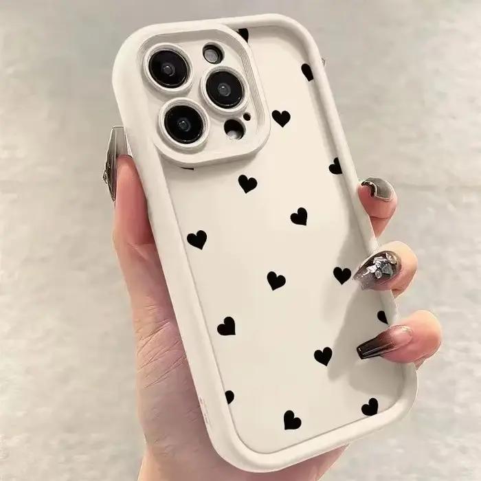 Coque souple mate noire en forme de cœur d'amour, étui pour Xiaomi Redmi Note 14 13 12 11 Pro Plus 5