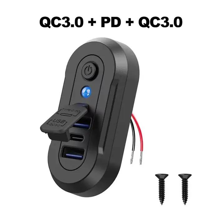 Chargeur de voiture USB triple port 36W PD3.0 18W QC3.0 avec prise de chargeur USB C avec interrupte