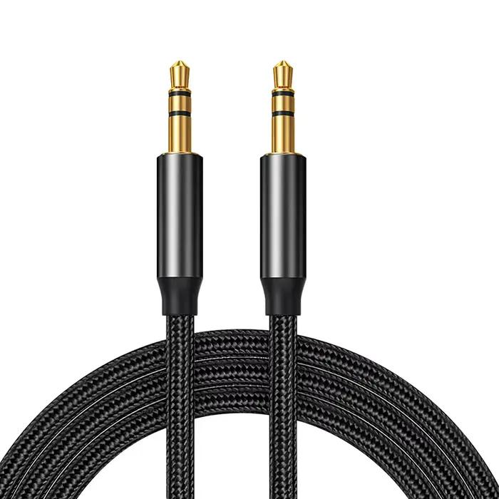 Câble Aux TRS 3 pôles plaqué or 3.5mm à 3.5mm, pour téléphone, casque, voiture, musique, son stéréo 