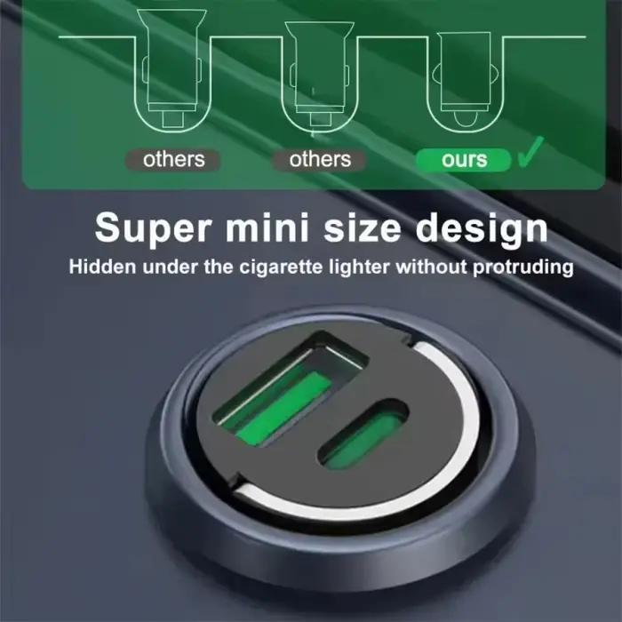 Mini chargeur de voiture à chargement rapide pour iPhone, QC3.0, mini chargeur USB Type C pour télép