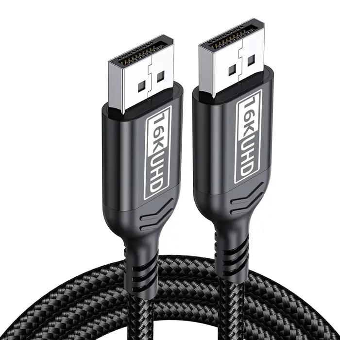 Câble 16K DP 2.1 80Gbps 12Bit HDR VRR Displayport pour TV PC ordinateur adaptateur de port d'afficha