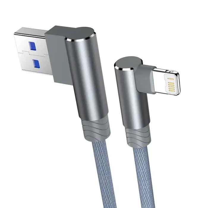 Câble USB de Charge rapide à 90 degrés, 2m, 3m, pour iPhone 14 13 12 11 Pro Max XS XR 8 7 6 Plus SE 