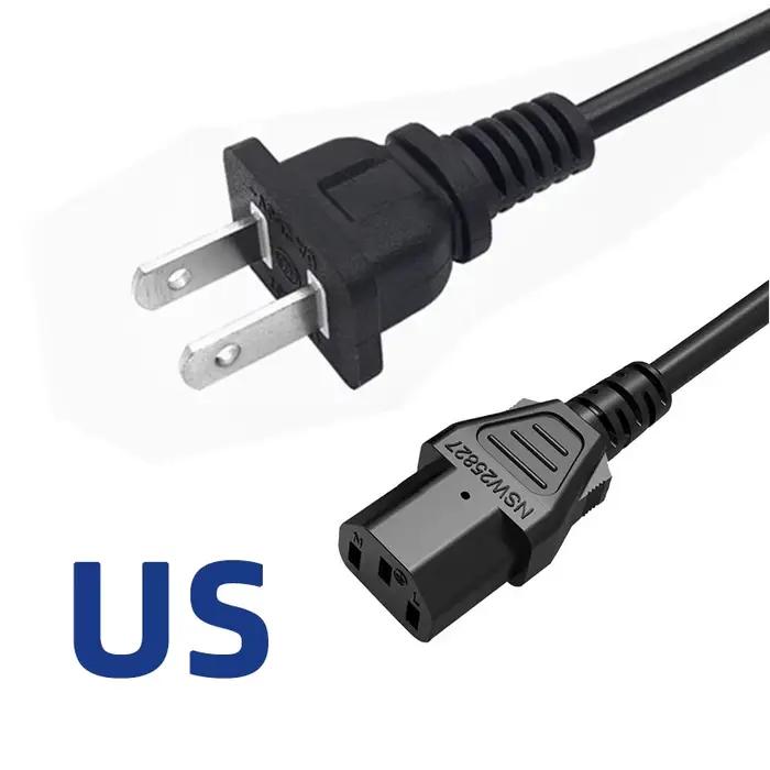 Noir 1m EU AU UK US prise câble d'alimentation IEC 320 C13 AC alimentation fil rallonge pour PC ordi