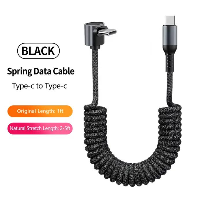 Câble USB-C enroulable pour voiture, rétractable à 90 degrés, portable, charge rapide Type-C, compat