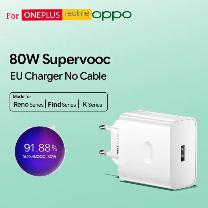 Chargeur OPPO 80W SuperVOOC d'origine, adaptateur secteur à charge rapide UE/US, câble USB C, compat