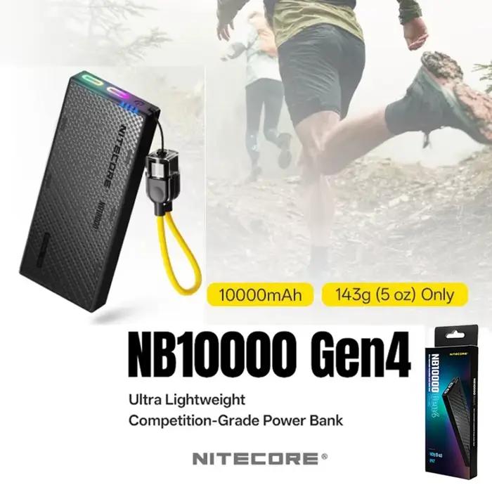NITECORE NB10000 Gen4 9V 22.5W Charge rapide, batterie externe en fibre de carbone 10000mAh, batteri