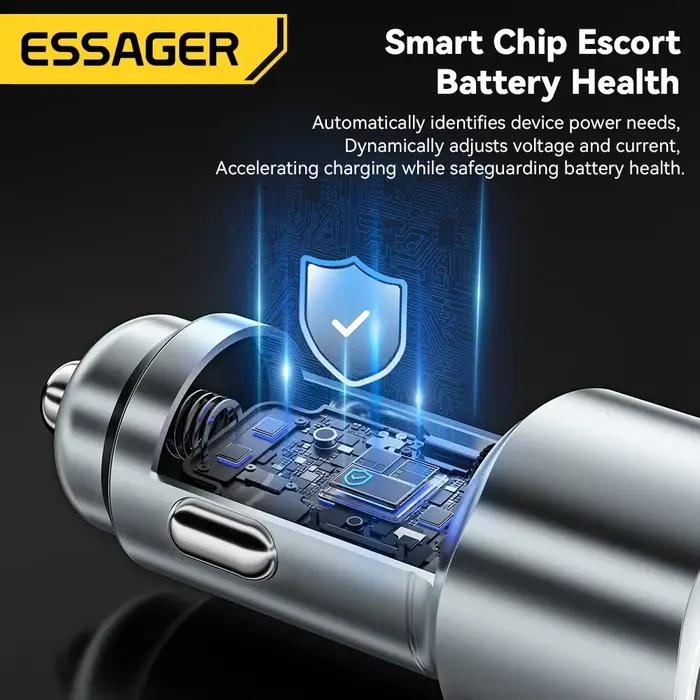Essager USB C chargeur de voiture 89W 2 Ports Charge Super rapide PD QC 3.0 chargeur de téléphone de