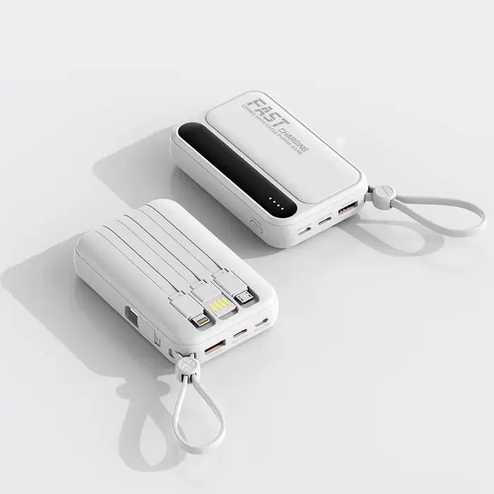 Batterie externe 10000mAh 20000mAh grande capacité avec câbles intégrés, affichage numérique intelli