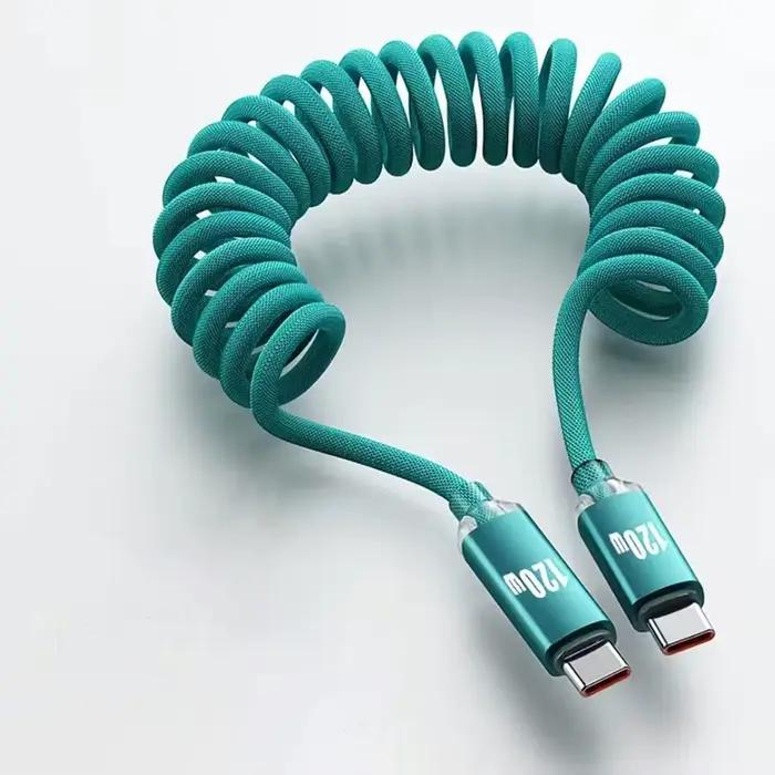 NNBILI 120W voiture Type C vers USB C charge rapide pour iPhone 17 16 USB A à Type C câble télescopi