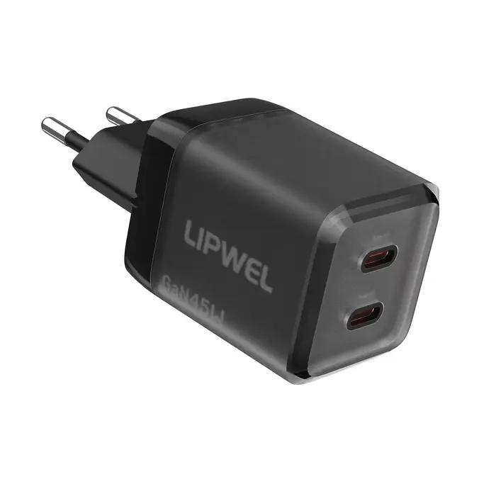 Chargeur rapide à double port USB-C 45 W, chargeur mural GaN PD (max 45 W), prise UE, adaptateur sec