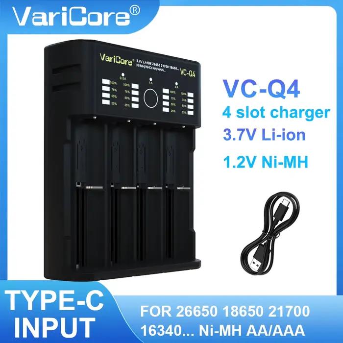 VariCore VCQ4 chargeur de batterie Intelligent à 4 emplacements Portable pour 3.7V Lithium 18650 266