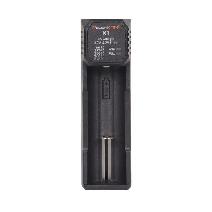 Chargeur Intelligent POWERKAN K1 1 Emplacement, Chargeur Rapide Type-C pour Batteries Li-ion 18650 2