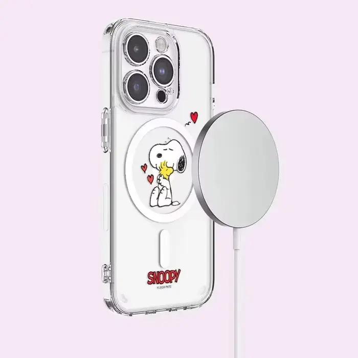 S-Snoopy étui de chargement sans fil pour Samsung Galaxy S25 Edge S24 S23 S22 S21 Ultra Plus FE A56 