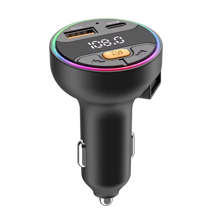 Transmetteur FM chargeur rapide de voiture pour téléphone Bluetooth 5.3 Kit de voiture lecteur Audio