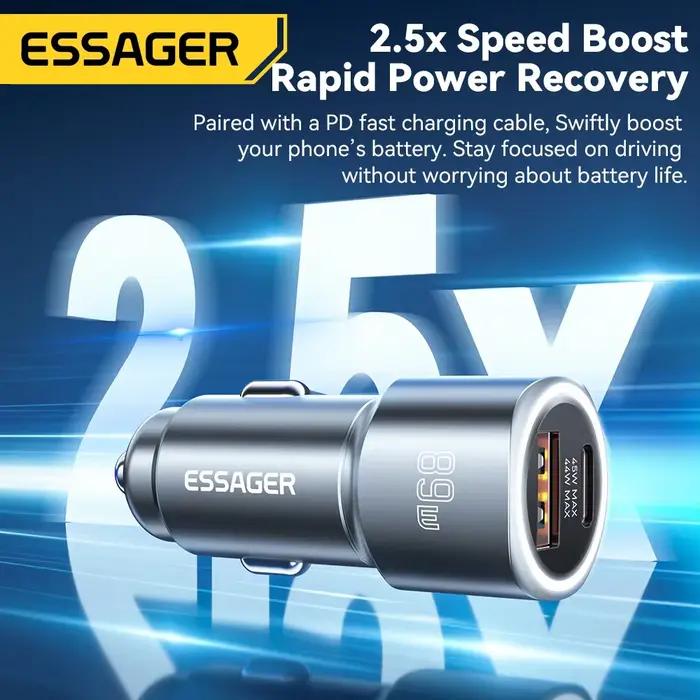 Essager USB C chargeur de voiture 89W 2 Ports Charge Super rapide PD QC 3.0 chargeur de téléphone de