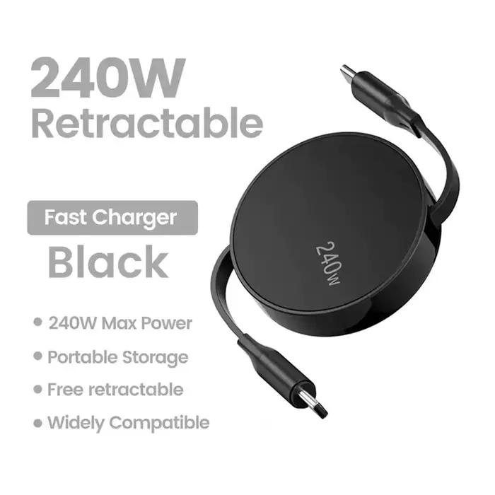 Câble de chargement rapide rétractable PD 240W USB-C vers USB-C, câble de données de Type C, fil de 