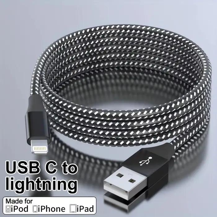 Câble Lightning tressé en nylon LAIHONEN, 3,3/6,6/10 pieds, 4 couleurs au choix, cordon de charge ra
