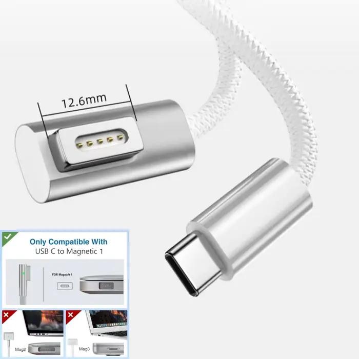Câble de chargement tressé rapide 100W type-c vers Magsafe 1L/2T, adapté pour MacBook Air/MacBook Pr