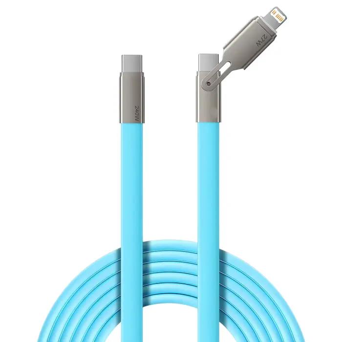 Câble de charge pour téléphone portable 2-en-1 USB-C vers Type-C, compatible avec Apple, Samsung, Xi