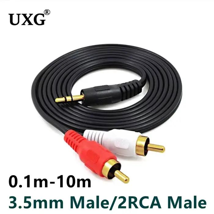 Câble audio RCA Jack 3.5 vers RCA, répartiteur mâle 2RCA, câble mx pour TV, PC, amplificateur, DVD, 