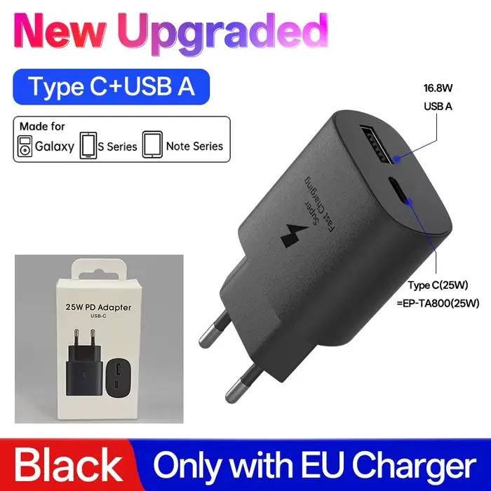 Chargeur Super Rapide Samsung 25W Type C Adaptateur Galaxy S26 S25 S24 S23 S21 S22 Plus A17 A07 A55 