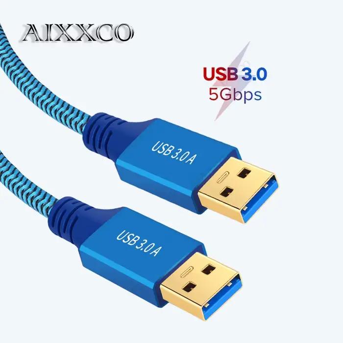AIXXCO USB vers USB câble d'extension Type A mâle à mâle USB 3.0 2.0 Extender pour radiateur disque 