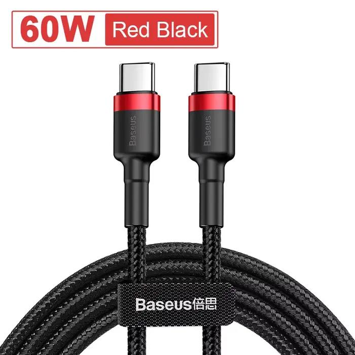 Câble Baseus USB C vers USB Type C pour MacBook Pro Charge rapide 3.0 60W PD Charge rapide pour Sams