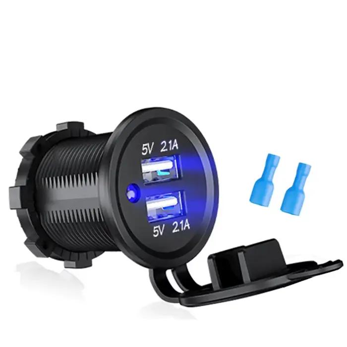 Chargeur universel de voiture et moto, lumière LED USB TYPE-C, prise de courant, lumière étanche pou