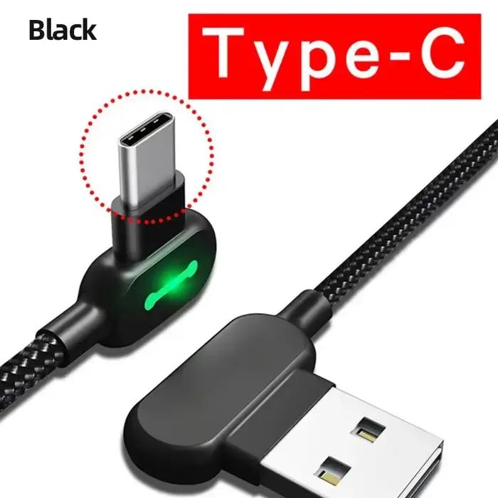 Câble de données pour téléphone portable à Double coude, câble de chargement rapide pour téléphone p