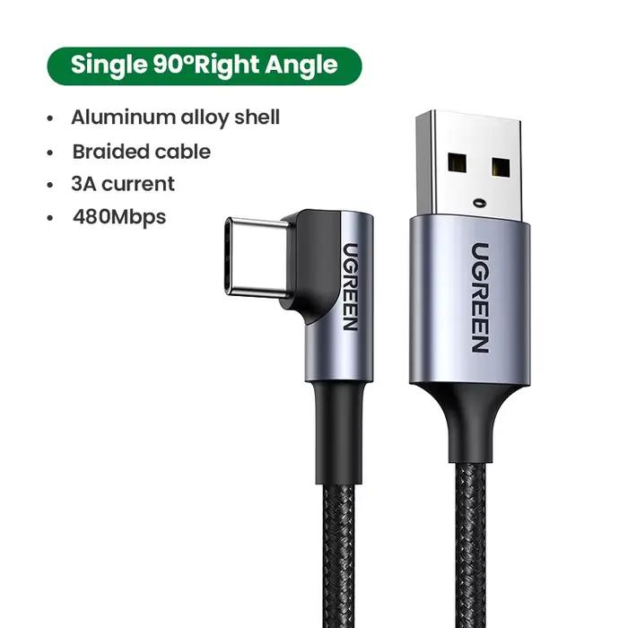 UGREEN 90 °   Câble USB-C coudé en L pour iPhone 17, Samsung, Xiaomi – Câble de charge rapide Type-C