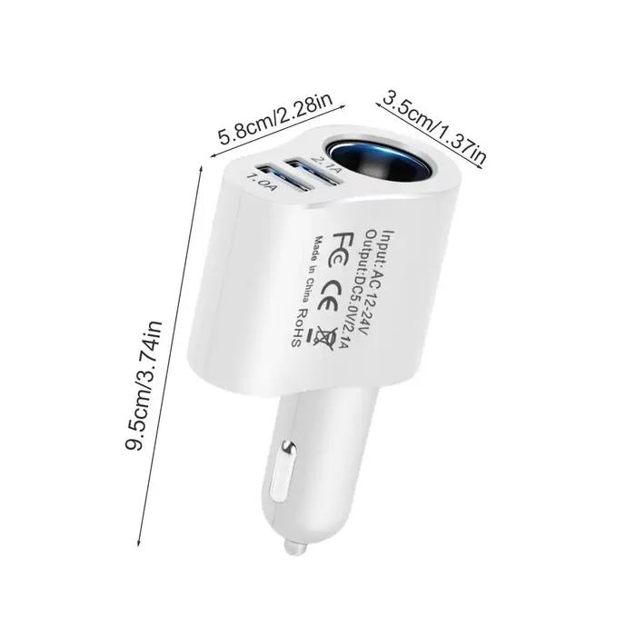 Chargeur de voiture USB C 3 en 1, adaptateur séparateur de voiture 12v/24v, double intelligent, char