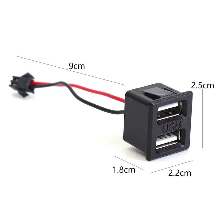 Prise de charge de lampe Usb de voiture, prise de courant avec câble 5V 2A, connecteur femelle noir,