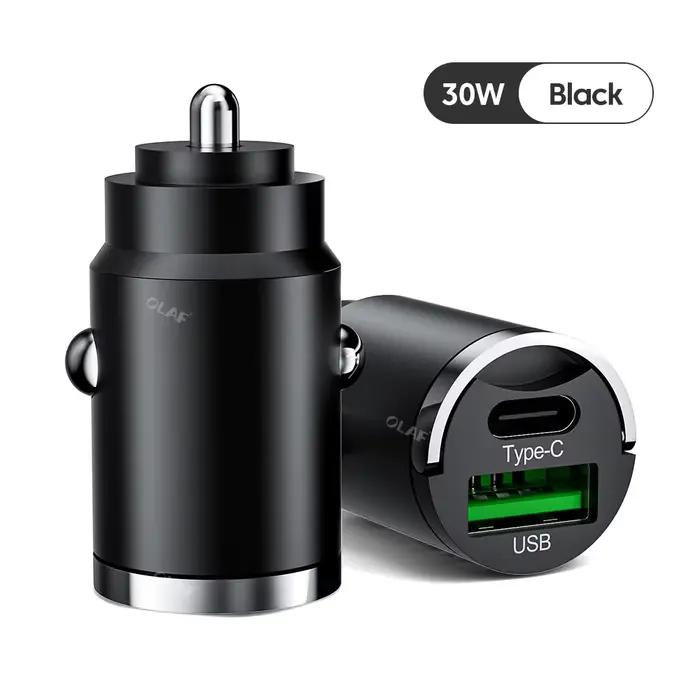 Olaf 100W Mini chargeur de voiture double Ports anneau de traction Charge rapide Type C PD adaptateu