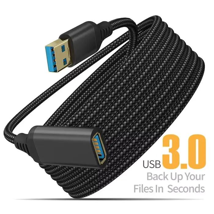 Câble d'extension USB 3.0 mâle vers femelle, câble de données haute vitesse tressé en nylon, 0,5 m, 