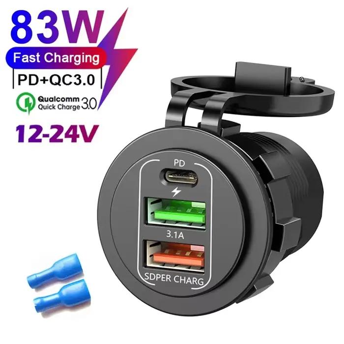 Prise de chargeur de téléphone 83W Max 45W PD + QC3.0, charge rapide 22.5W double USB + prise de Typ