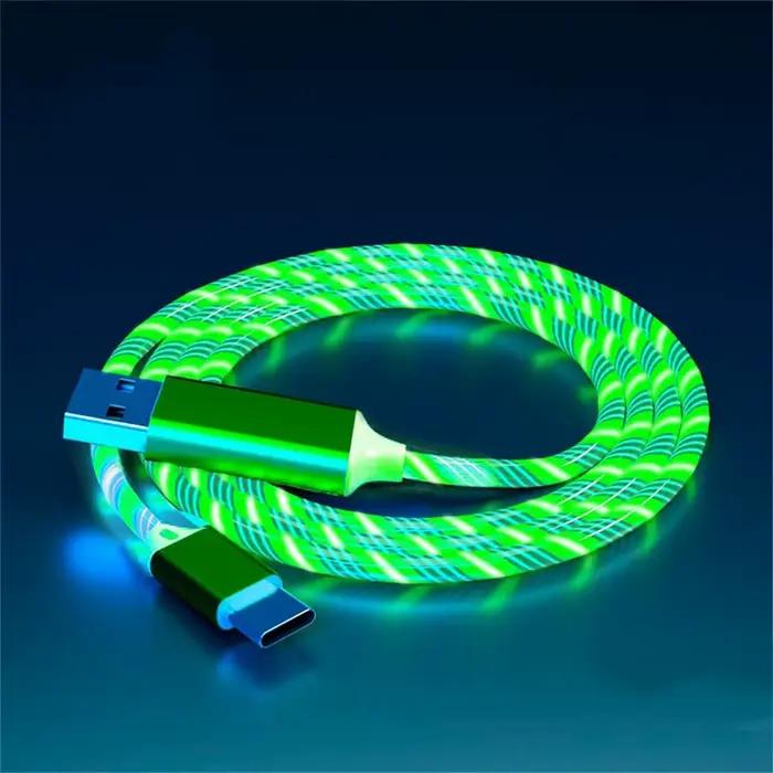 NNBILI – câble USB 3 en 1 avec lumière LED, charge rapide, câble lumineux de Type C pour Xiaomi iPho