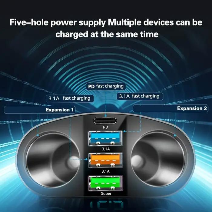 66W 4 Ports chargeur de voiture charge rapide USB Type C chargeur de téléphone de voiture pour iPhon