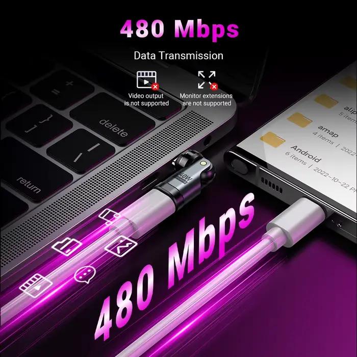 AUFU 240W adaptateur magnétique type-c OTG 9 broches USB C à Type C 5A charge rapide USB C femelle c