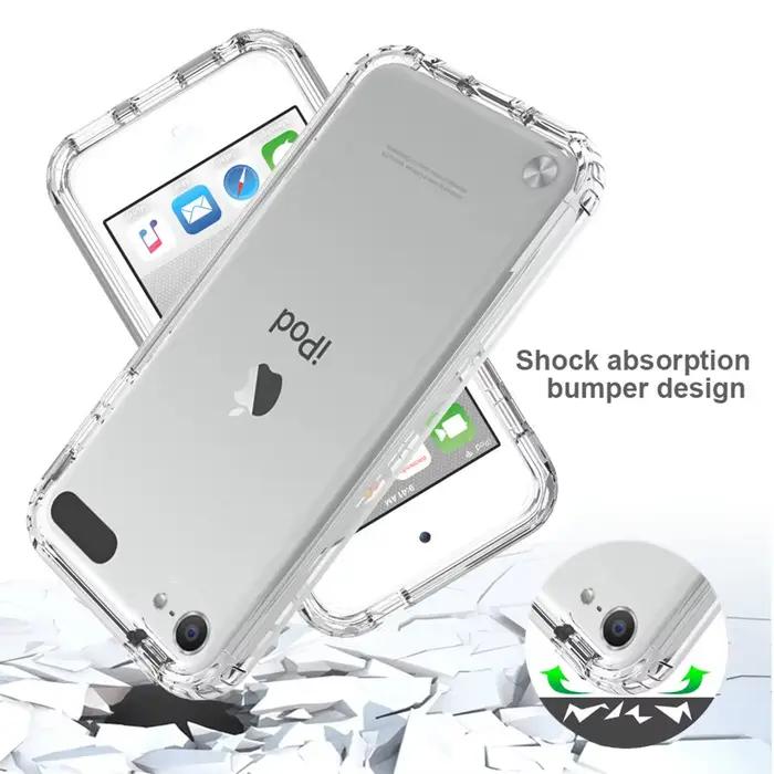 Étuis transparents antichoc 2 en 1 Crystal Clear, coque rigide en TPU souple pour iPod Touch 5/Touch