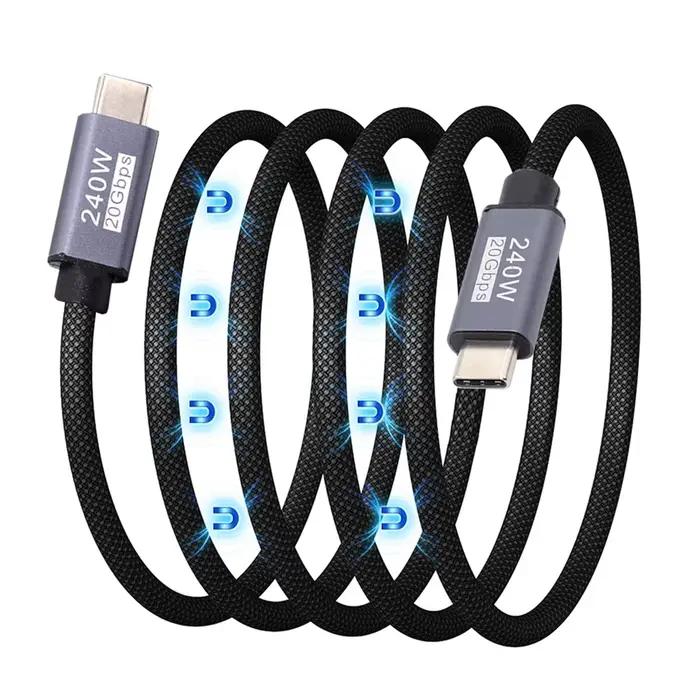 Câble magnétique USB C USB4.0 Type C 20Gbps PD3.1 240W 8K 5K 4K, câble d'extension de charge rapide 