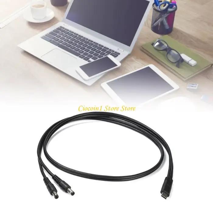 A3PC 65W USB C mâle à double prise DC5,5x2,5mm, câble chargement 3,28 pieds pour appareil 20V
