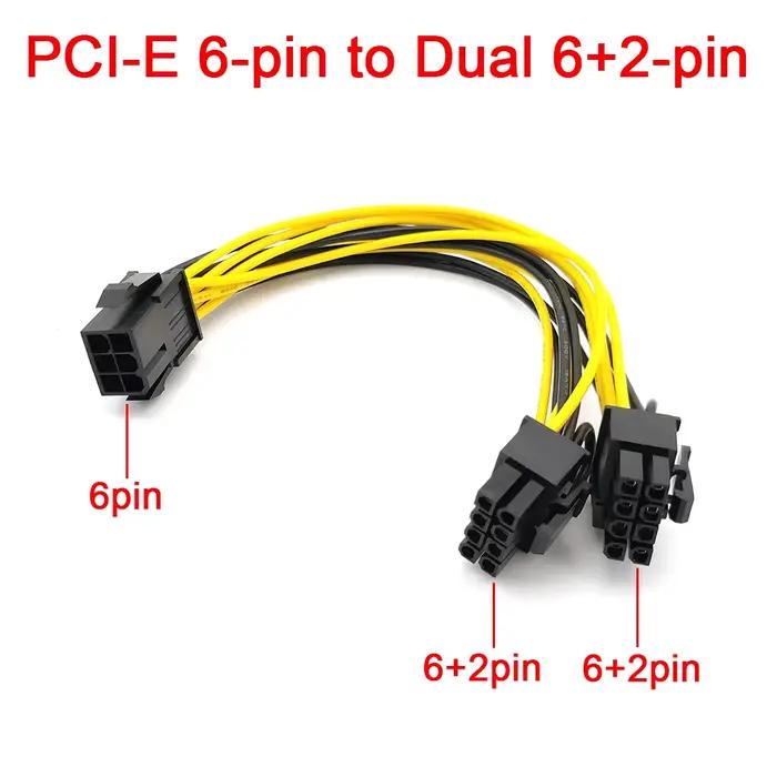 Câble d'alimentation PCI Express vers double PCIE 8 (6 + 2) broches, 20cm, carte mère graphique PCI-