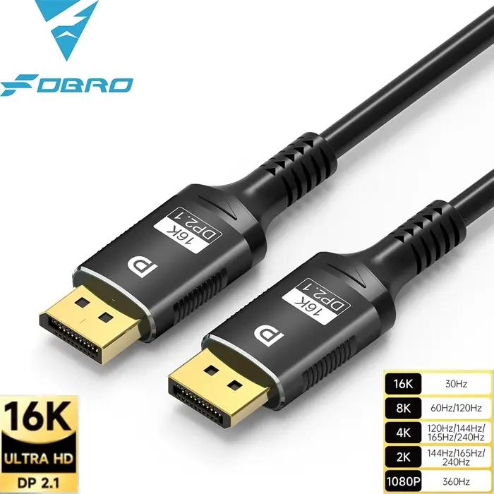 Port d'affichage de câble audio vidéo HDR pour ordinateur portable, 16K, DP 2.1, 8K, 120Hz, 4K, 240H